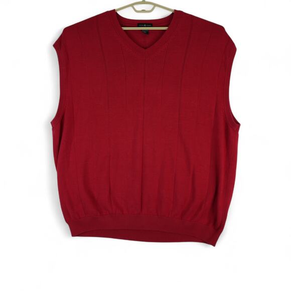 Cotton Traders Sweater Vest Mens 4XLT Red Cotton Knit Classic Preppy Christmas - Picture 2 of 7